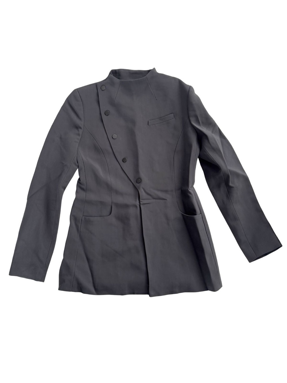 Coperni Charcoal Women's Asymmetrical Fitted Blazer Minimalist